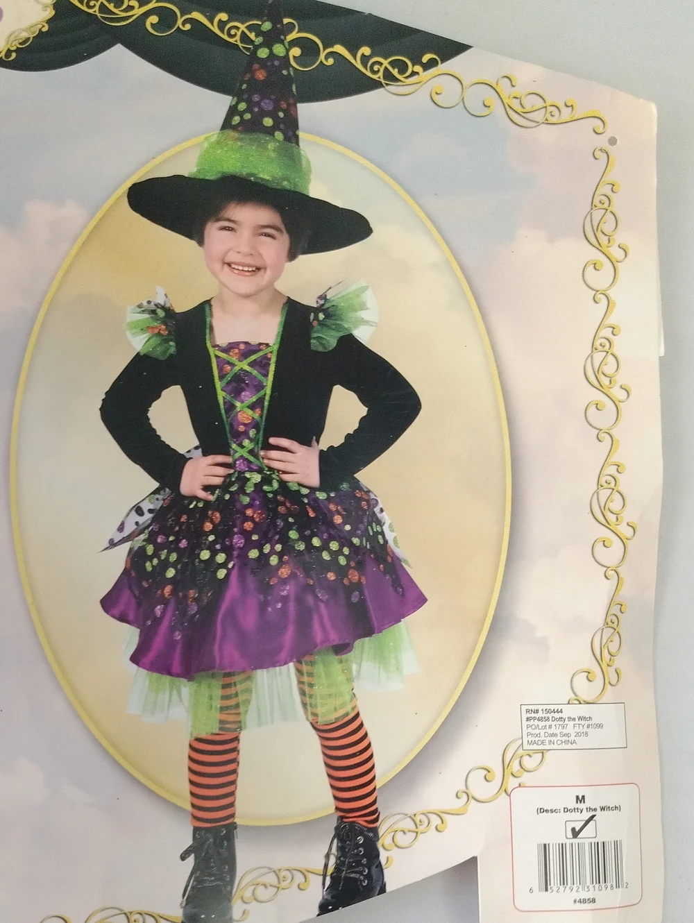 Dotty The Witch Kids Halloween 3-pc Costume Set: Includes Dress, Hat & Leggings